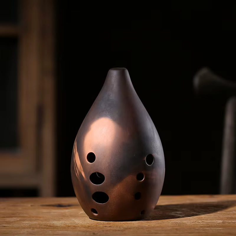 10 Holes Ceramic Xun Ocarina Vintage Smoked Tao Xun Ocarinas E F G Tone Music Flute Chinese Traditional Musical Instrument Gifts