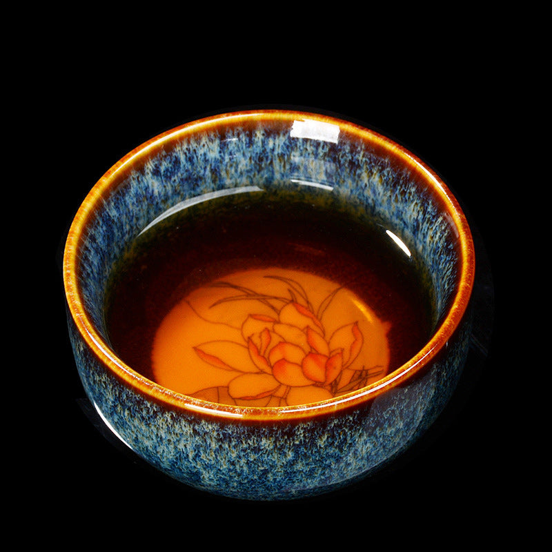 8 cm Keramik Jian Zhan Drachenlotus Teetasse | Zen Dekor