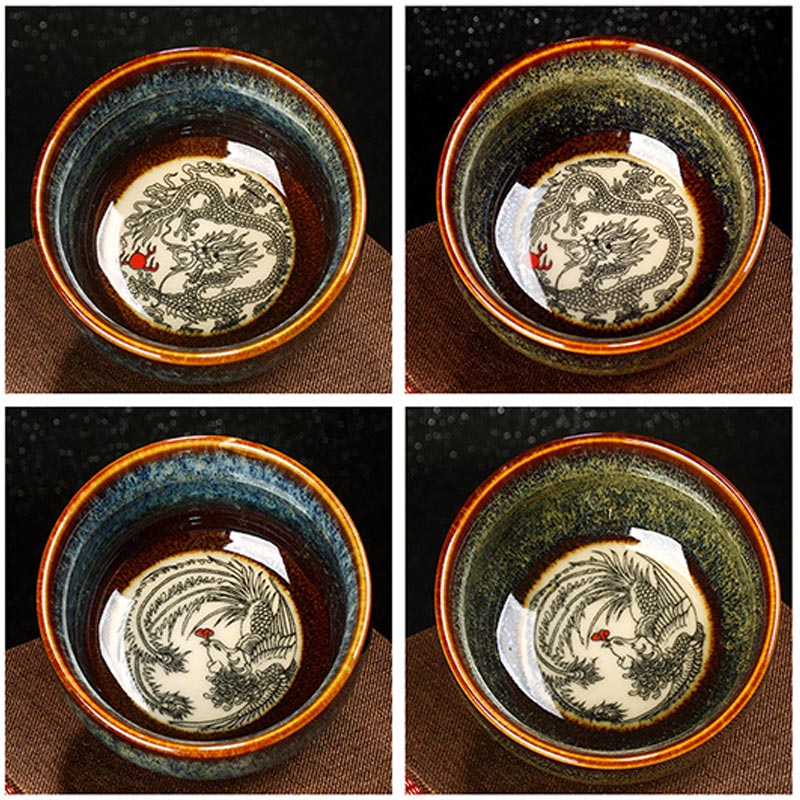 8 cm Keramik Jian Zhan Drachenlotus Teetasse | Zen Dekor