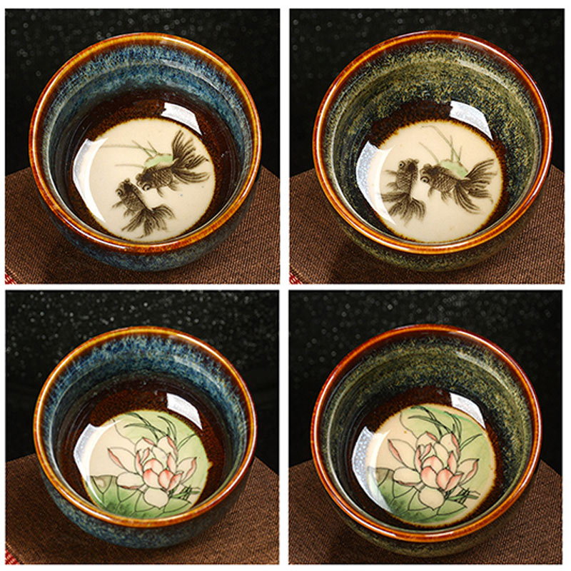 8 cm Keramik Jian Zhan Drachenlotus Teetasse | Zen Dekor