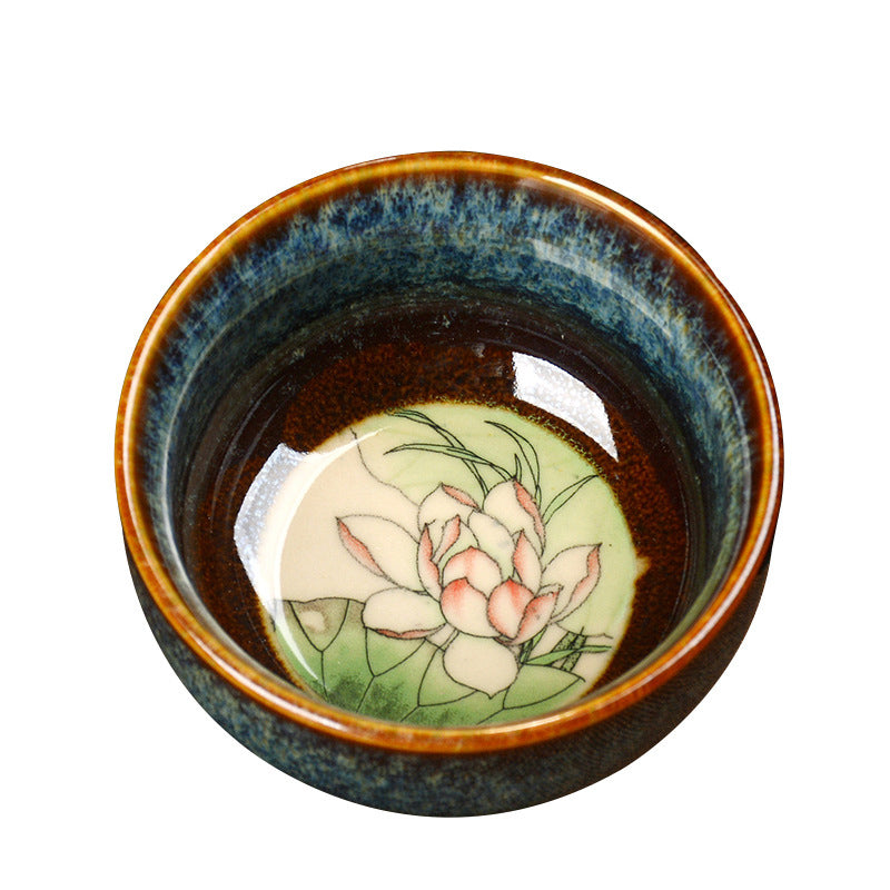 8 cm Keramik Jian Zhan Drachenlotus Teetasse | Zen Dekor