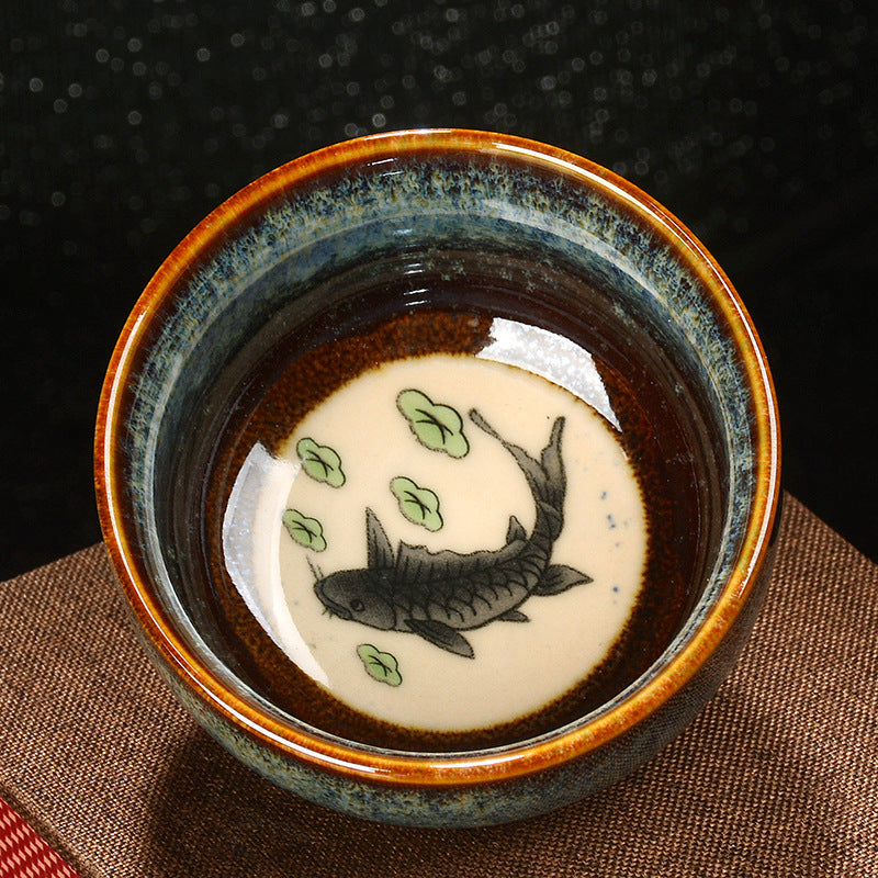 8 cm Keramik Jian Zhan Drachenlotus Teetasse | Zen Dekor