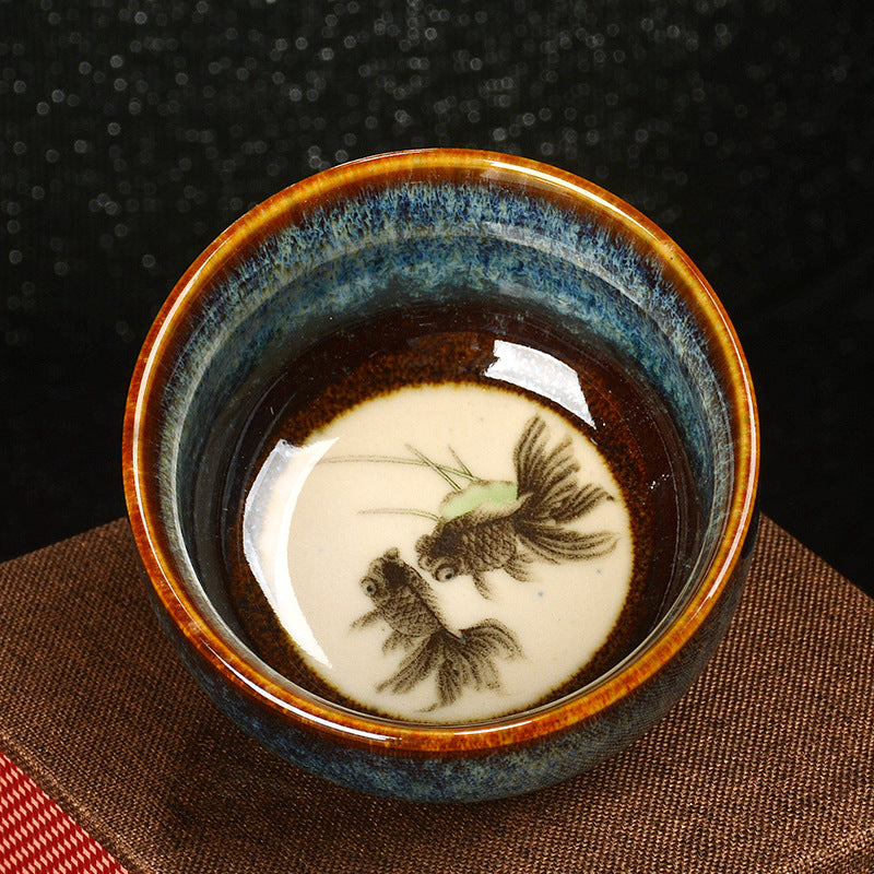 8 cm Keramik Jian Zhan Drachenlotus Teetasse | Zen Dekor