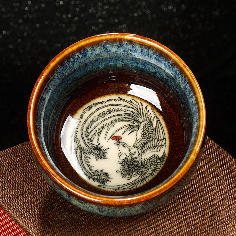 8 cm Keramik Jian Zhan Drachenlotus Teetasse | Zen Dekor