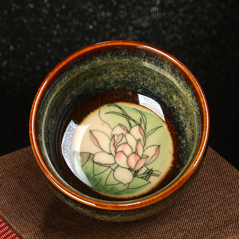 8 cm Keramik Jian Zhan Drachenlotus Teetasse | Zen Dekor