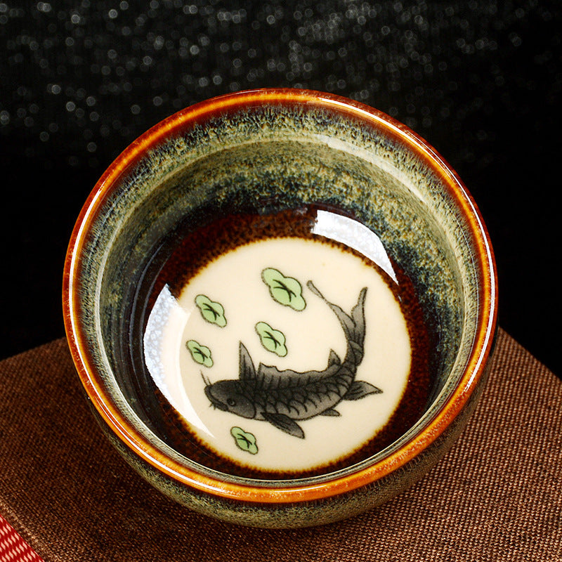 8 cm Keramik Jian Zhan Drachenlotus Teetasse | Zen Dekor