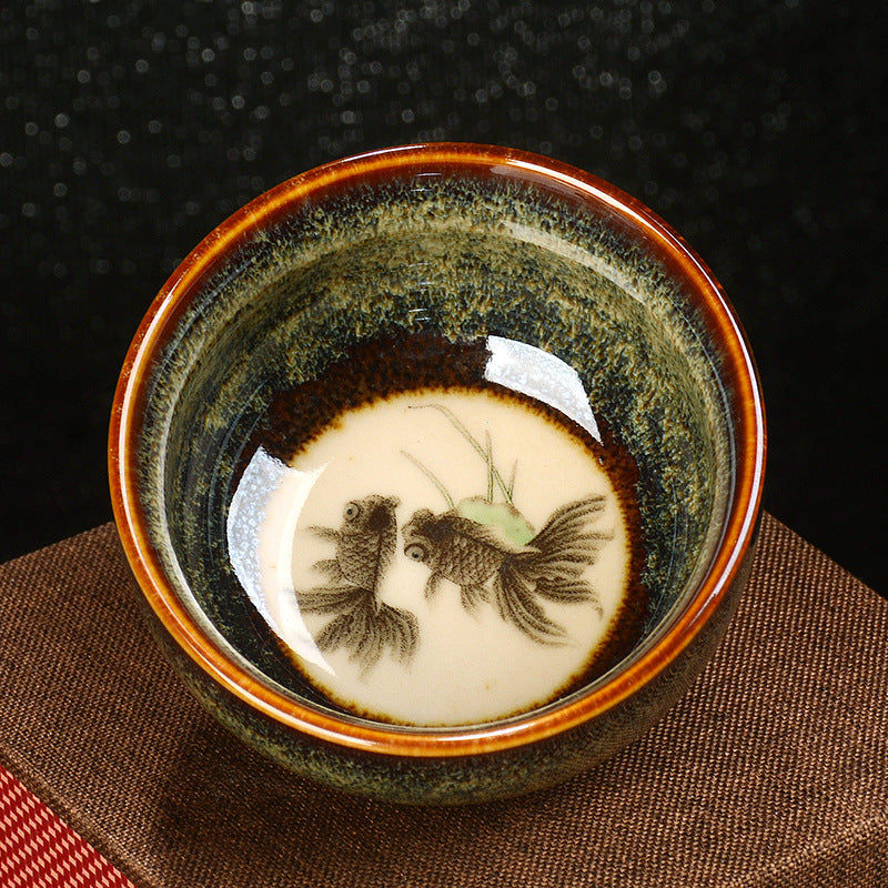 8 cm Keramik Jian Zhan Drachenlotus Teetasse | Zen Dekor