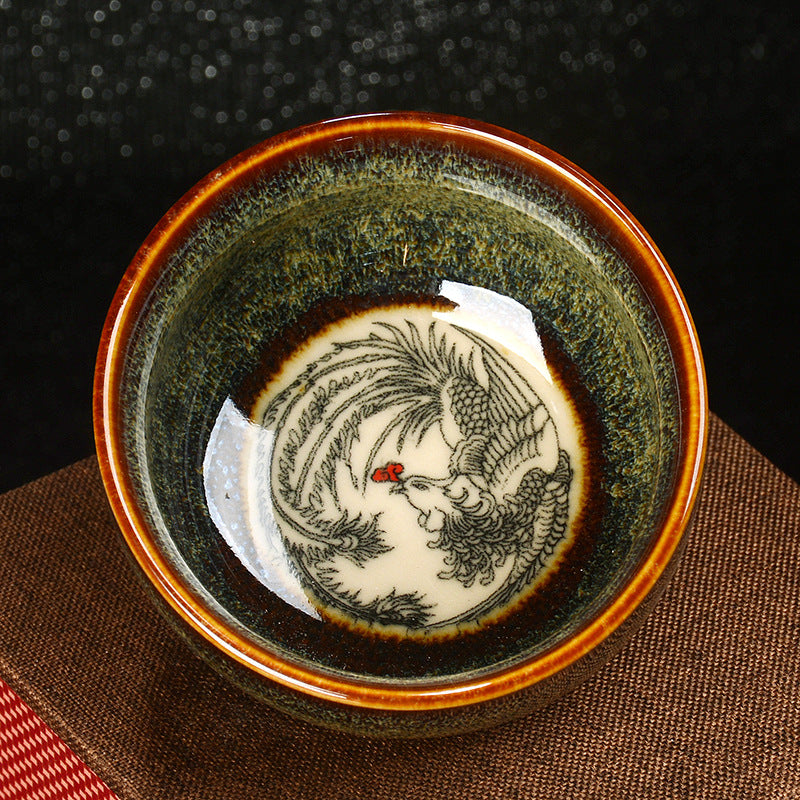 8 cm Keramik Jian Zhan Drachenlotus Teetasse | Zen Dekor