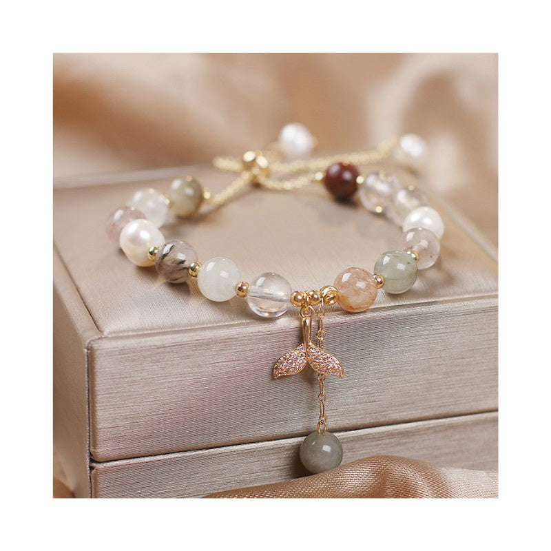 Strawberry Quartz Rutilated Quartz Healing Bracelet 8mm Beads