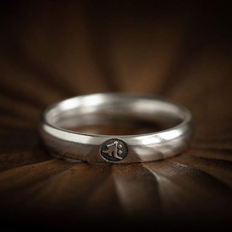 Adjustable 925 Sterling Silver Chinese Zodiac Blessing Ring