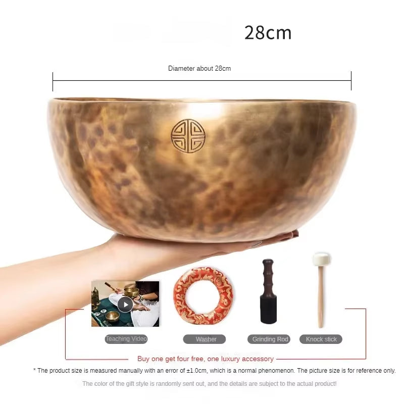 Full Moon Nepal Singing Bowl Handmade Brass Tibetan Singing Bowls Meditation Yoga Professional Percussion Instruments Accessory