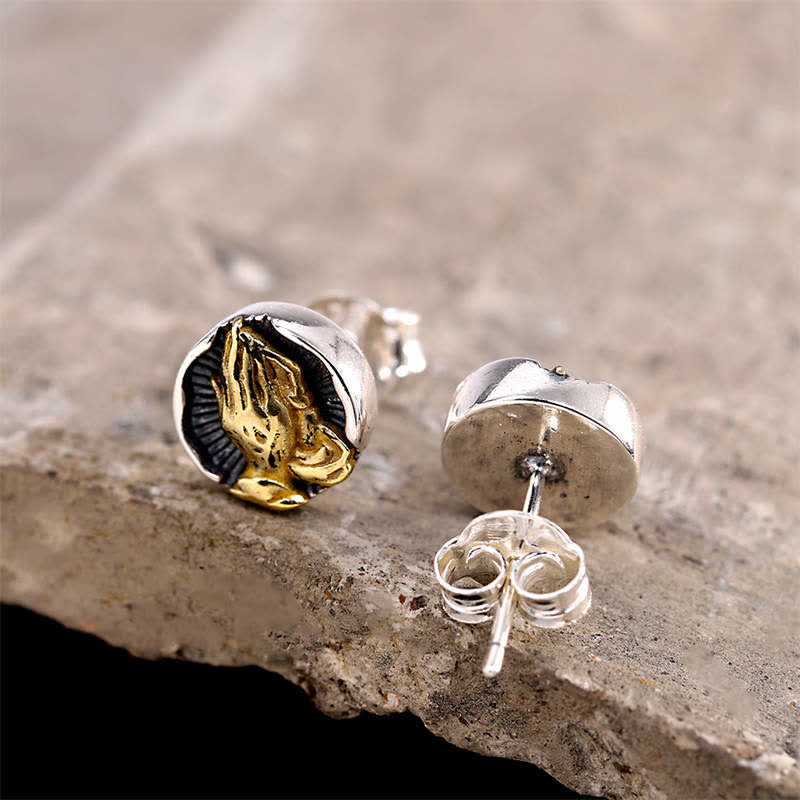925 Sterling Silver Namaste Spiritual Stud Earrings for Equality & Protection