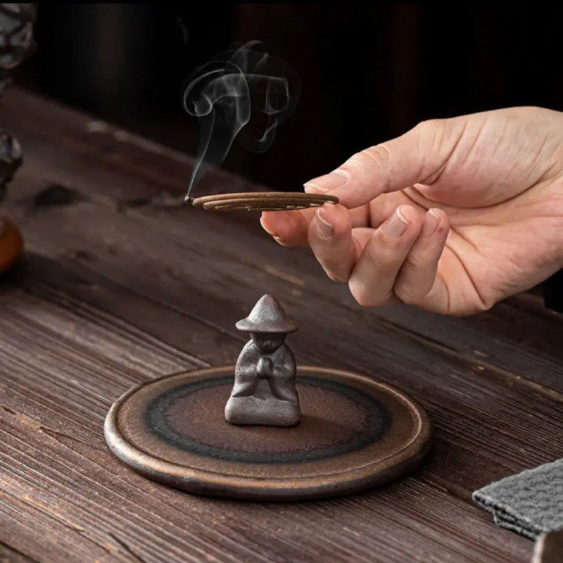 Small Person Meditation Ceramic Incense Burner