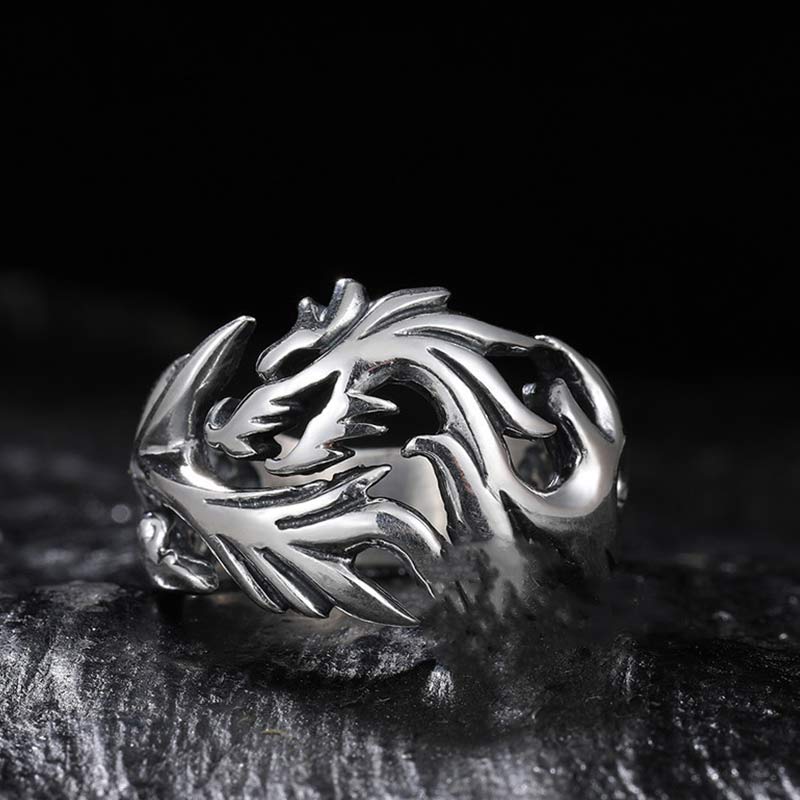 Unisex Dragon Pattern Protection Strength Adjustable Ring