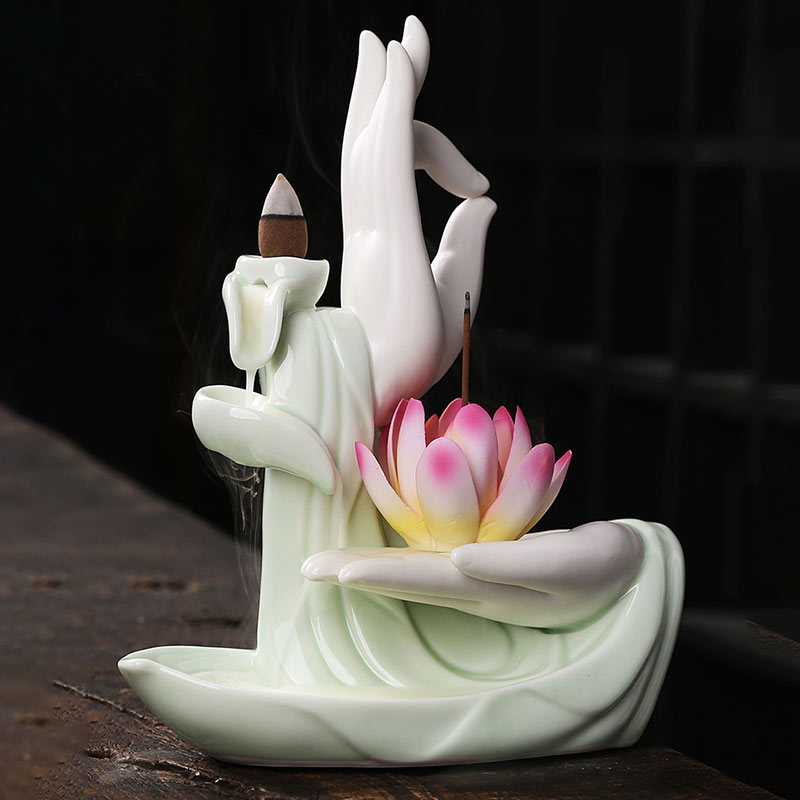 Handcrafted Purple Clay Lotus Ceramic Incense Burner