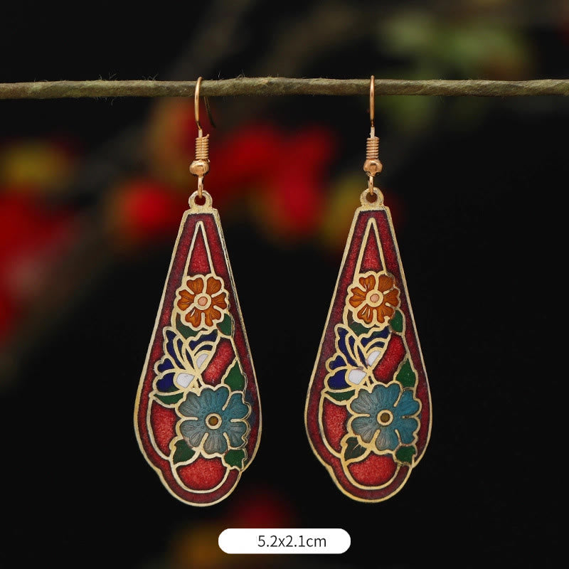Alloy Copper Lotus Butterfly Drop Earrings for Spiritual Enlightenment