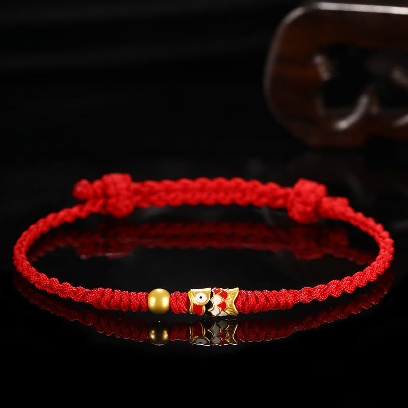 Unisex Red 999 Gold Koi Fish Luck Bracelet for Protection