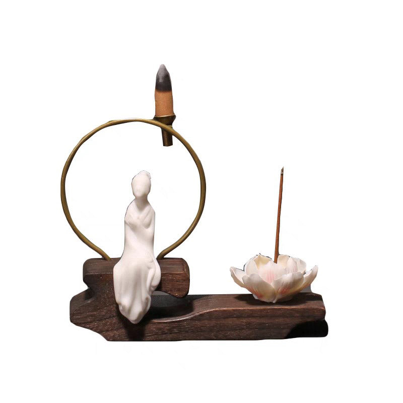 Ceramic Lotus Meditation Incense Burner for Calm & Sleep