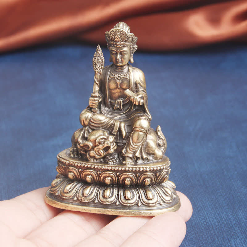 Manjusri Bodhisattva Copper Buddha Statue 49x64mm Serenity