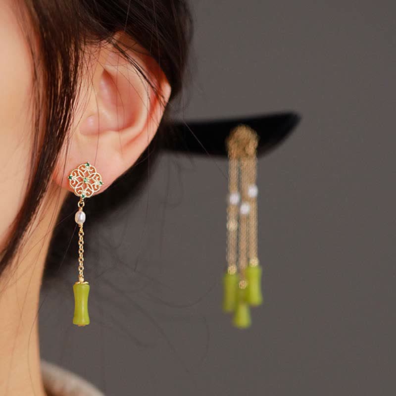 Natural Peridot & Ebony Wood Love Tassels Hairpin
