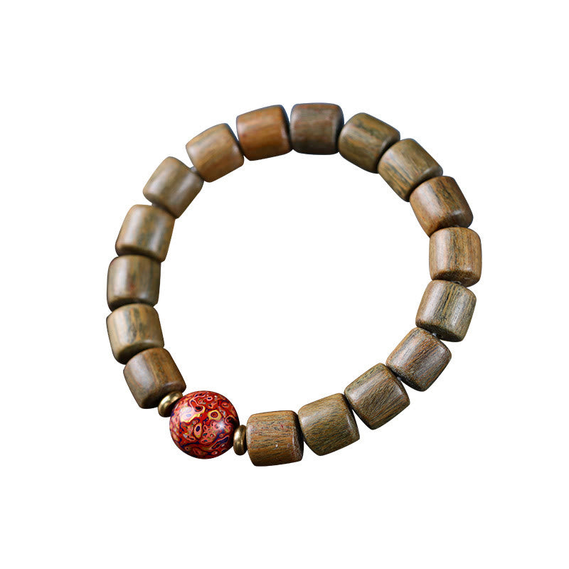 Natural Green and Red Sandalwood Peace Bracelet 10mm Beads