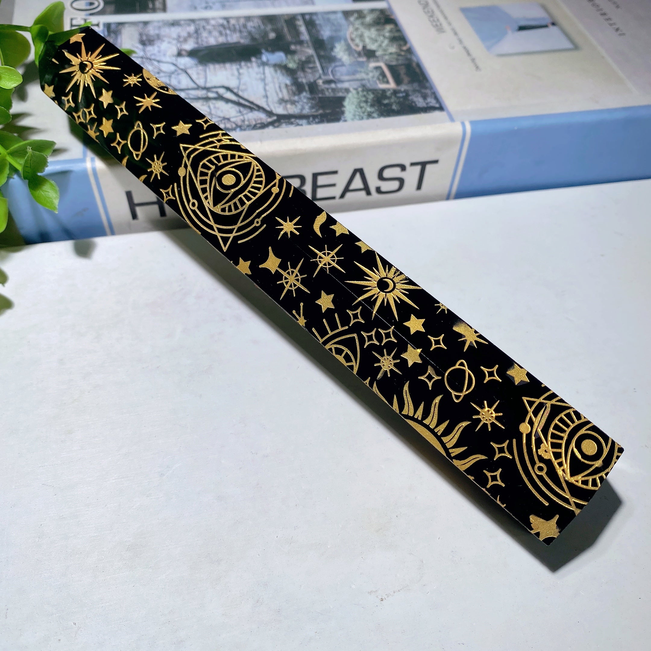 8 Zoll schwarzer Obsidian-Kristallturm für spirituelle Heilung