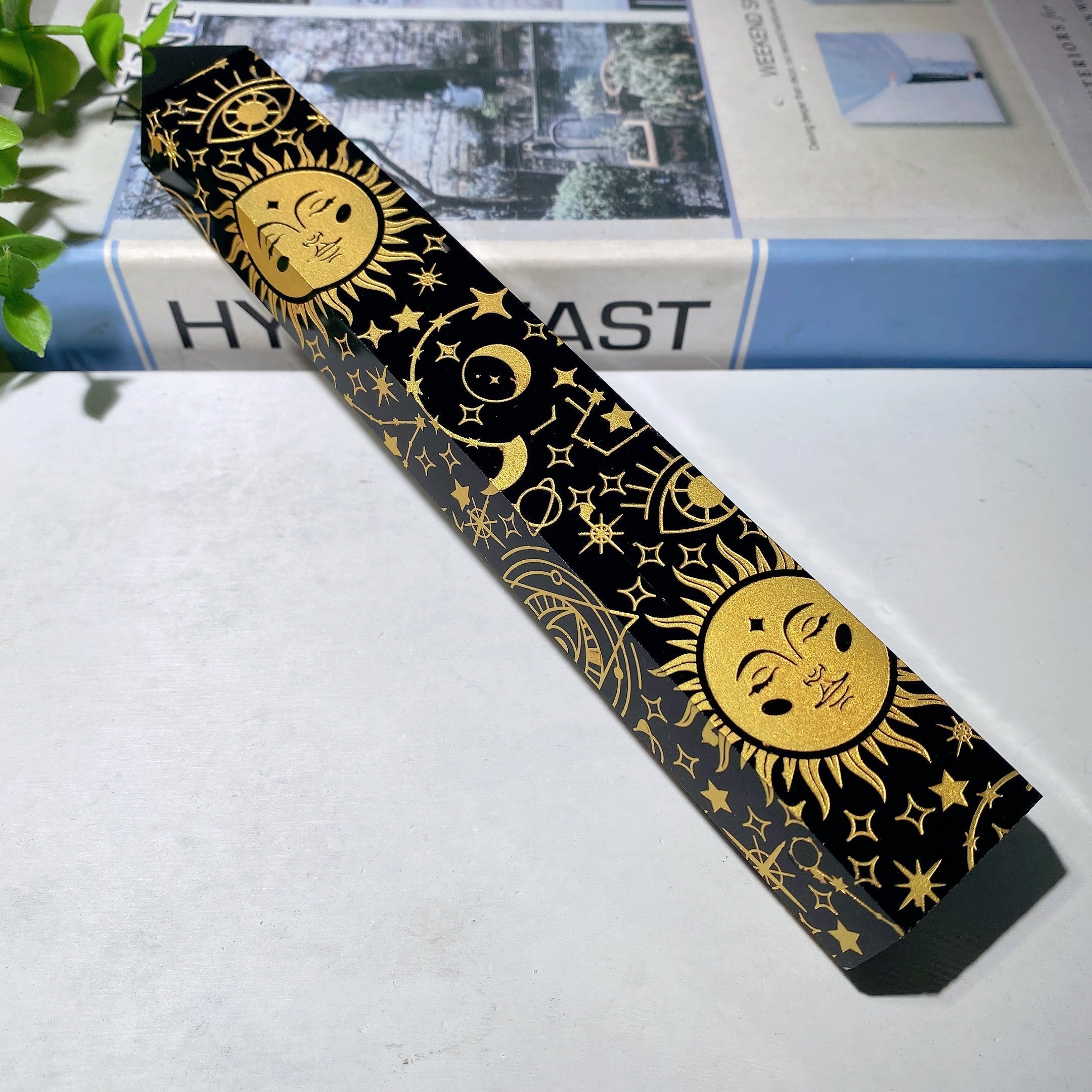 8 Zoll schwarzer Obsidian-Kristallturm für spirituelle Heilung