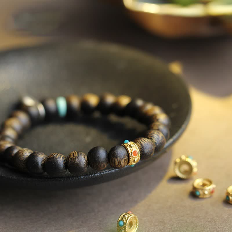 8 mm Adlerholz-Türkis-Balance-Stärke-Armband