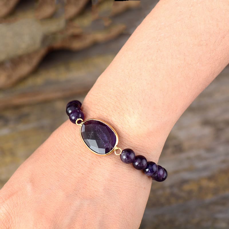 8 mm Amethyst-Balance-Armband mit Marquise-Muster