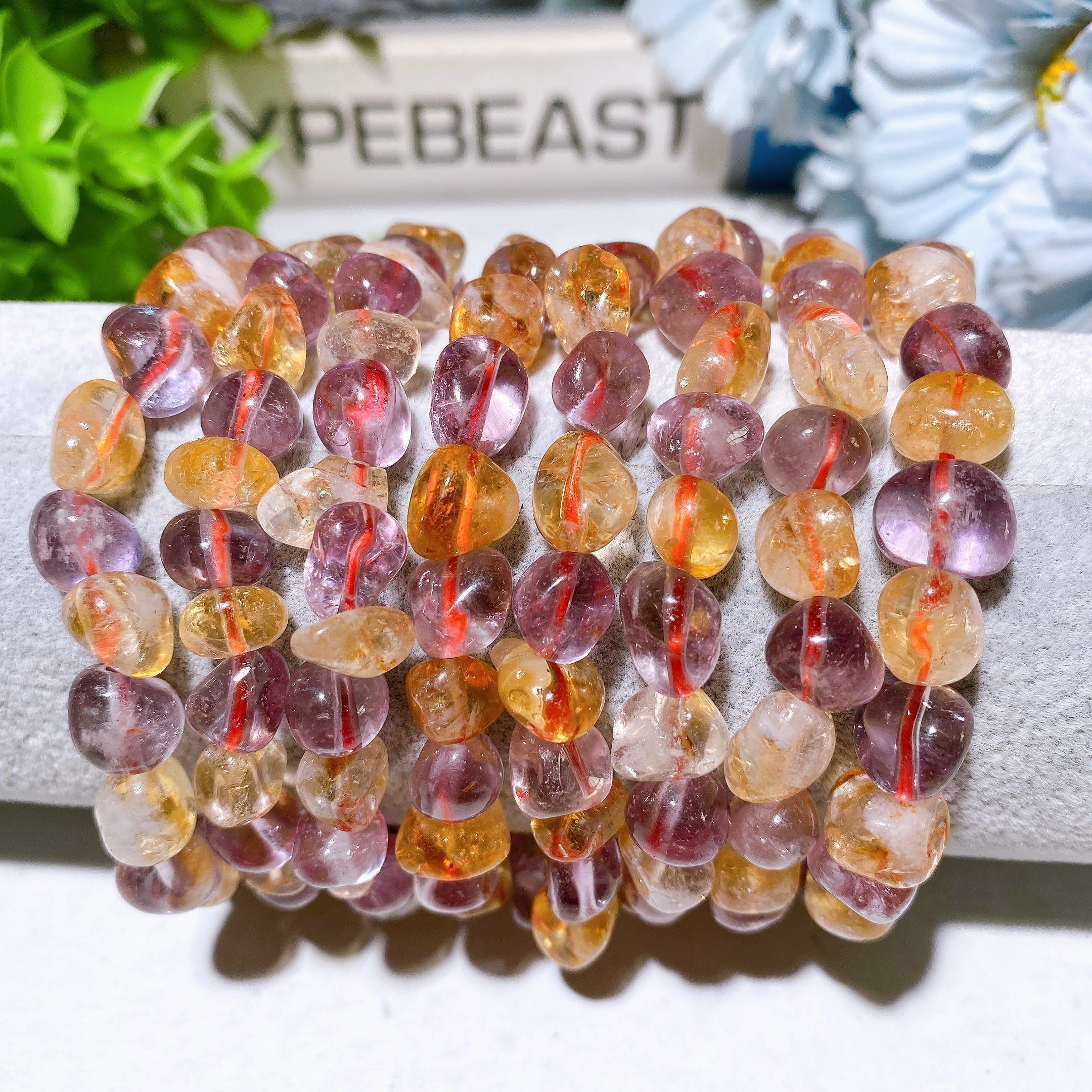 8 mm Amethyst-Citrin-Chip-Heilarmband für Gleichgewicht