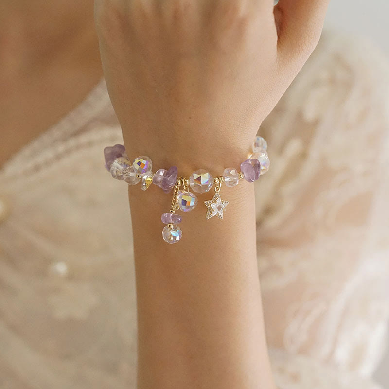 8 mm Amethyst-Kristall-Stern-Armband für positive Transformation