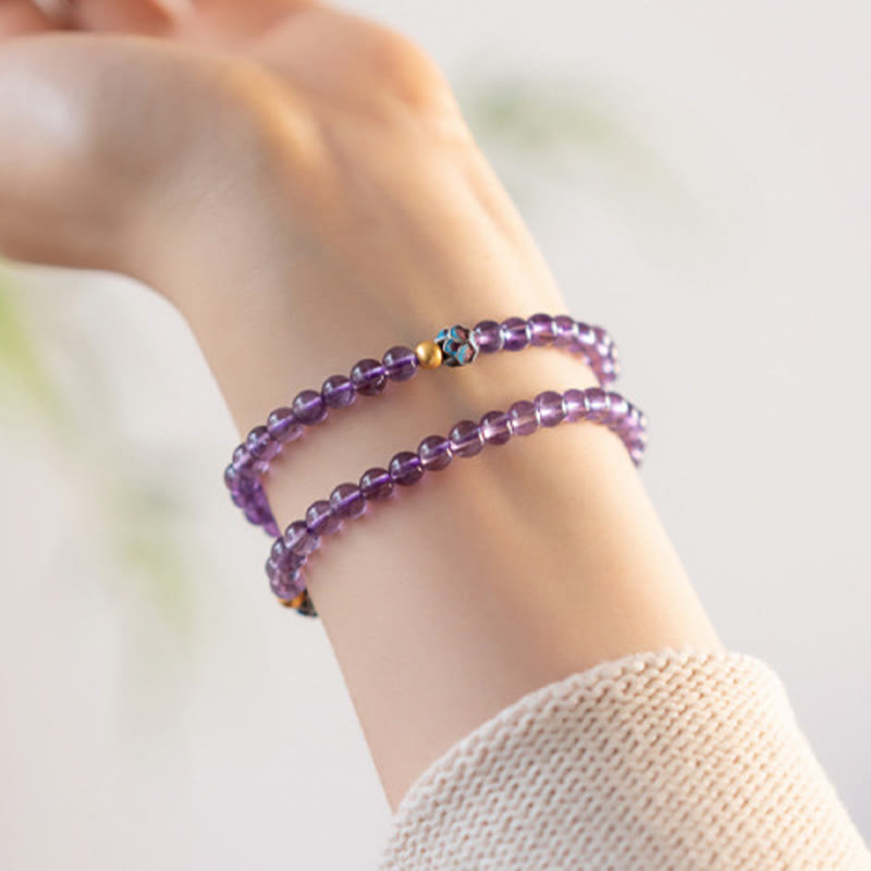 8 mm Amethyst-Lotus-Armband mit spirituellem Bewusstsein