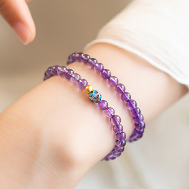 8 mm Amethyst-Lotus-Armband mit spirituellem Bewusstsein