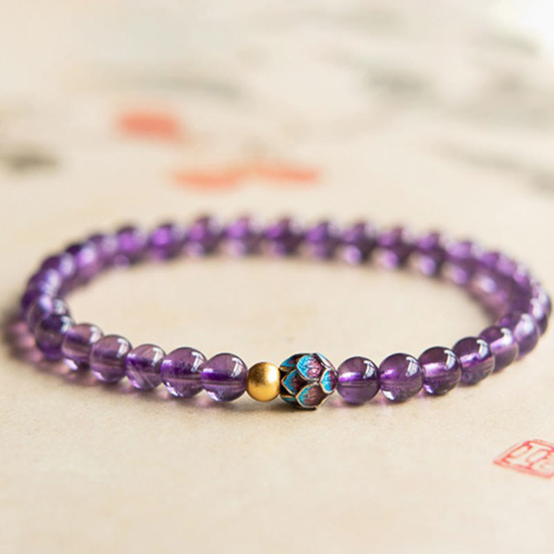 8 mm Amethyst-Lotus-Armband mit spirituellem Bewusstsein