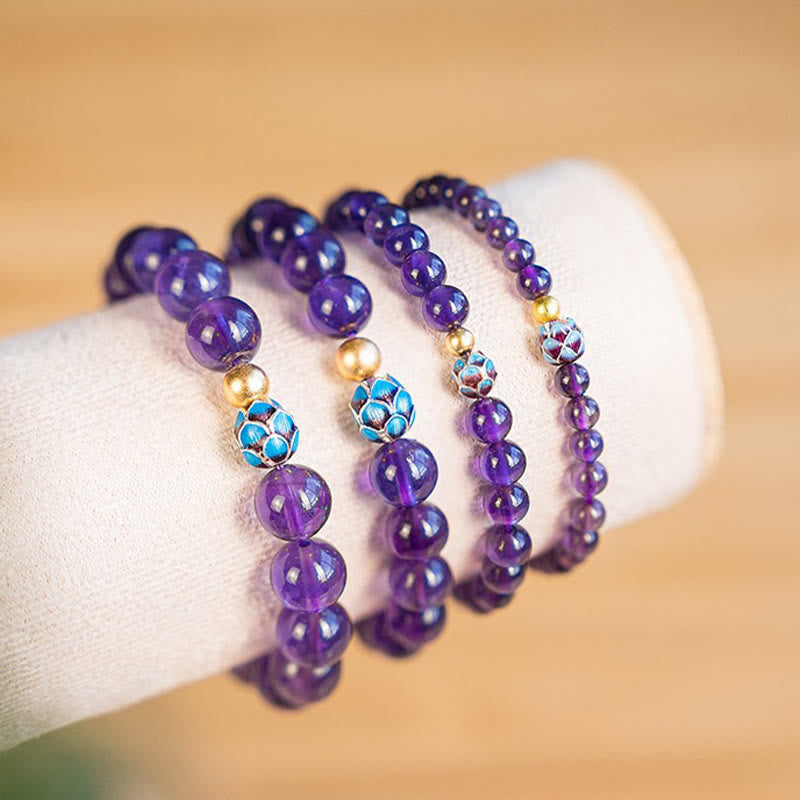 8 mm Amethyst-Lotus-Armband mit spirituellem Bewusstsein