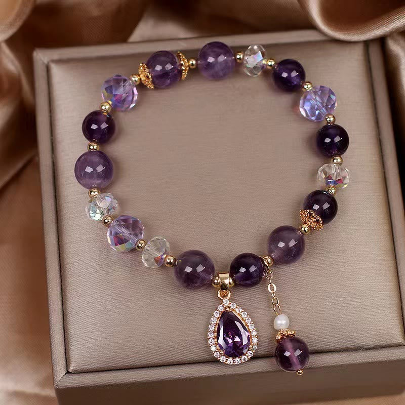 8 mm Amethyst-Liebesherz-Heilarmband für spirituelles Gleichgewicht