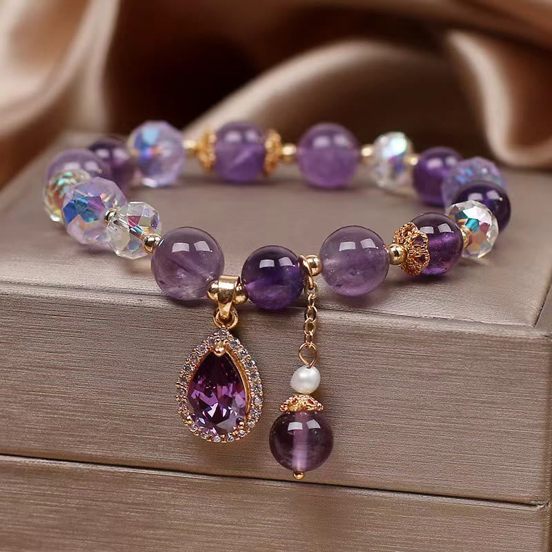 8 mm Amethyst-Liebesherz-Heilarmband für spirituelles Gleichgewicht