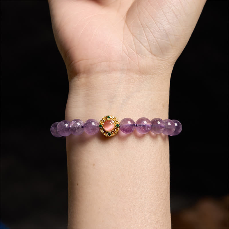 8 mm Amethyst-Pfirsichblüten-Heilarmband