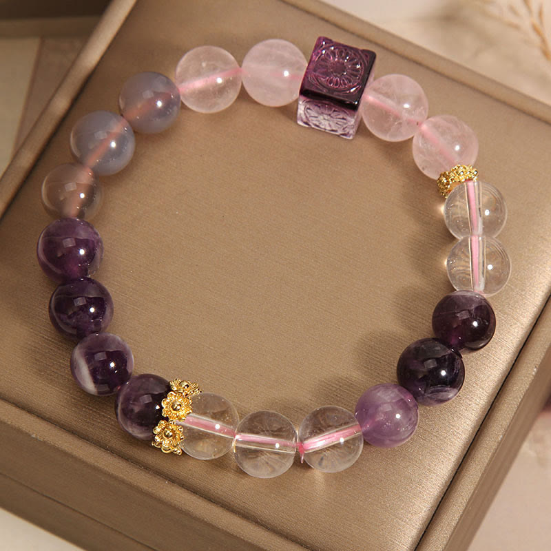 8 mm Amethyst-Rosa-Kristall-Armband „Inner Peace“
