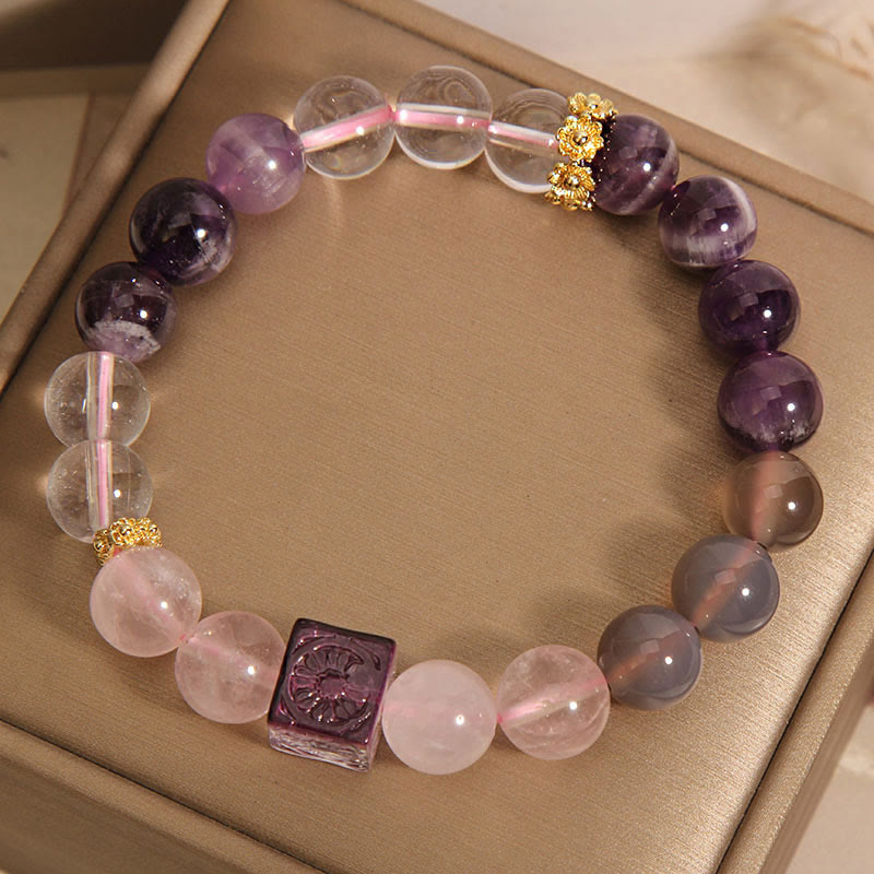 8 mm Amethyst-Rosa-Kristall-Armband „Inner Peace“