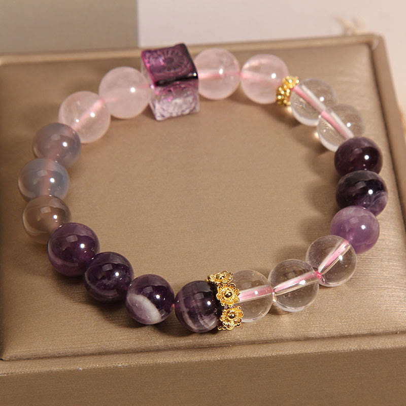 8 mm Amethyst-Rosa-Kristall-Armband „Inner Peace“