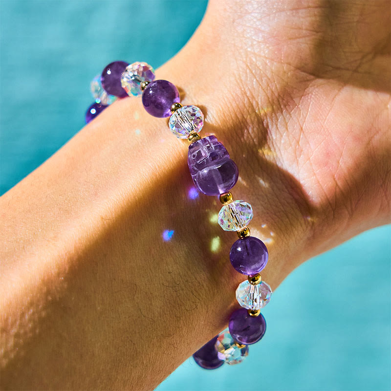 8 mm Amethyst-Pixiu-Armband für Gleichgewicht und Schutz