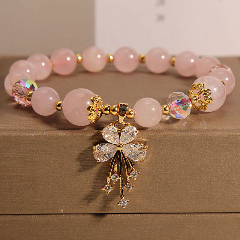 8 mm Aquamarin-Rosa-Kristall-Heilungs-Charm-Armband