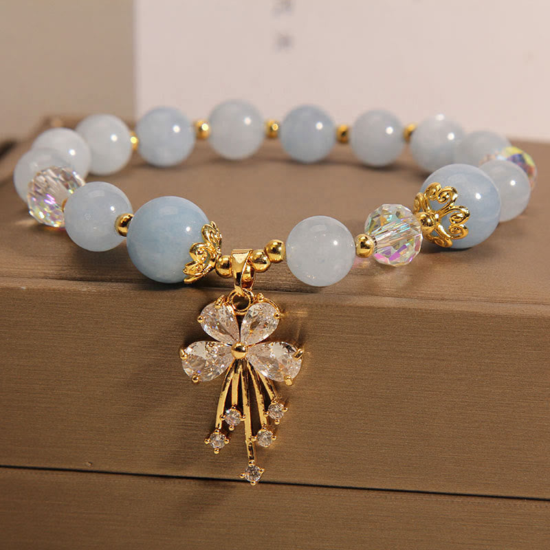 8 mm Aquamarin-Rosa-Kristall-Heilungs-Charm-Armband