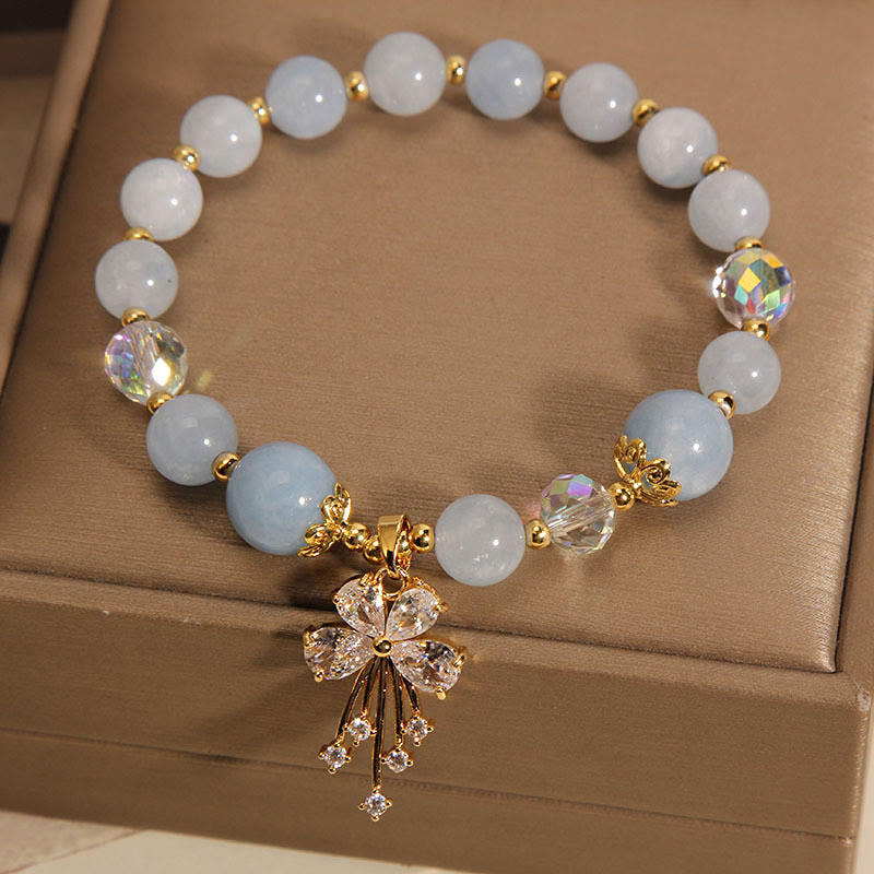 8 mm Aquamarin-Rosa-Kristall-Heilungs-Charm-Armband