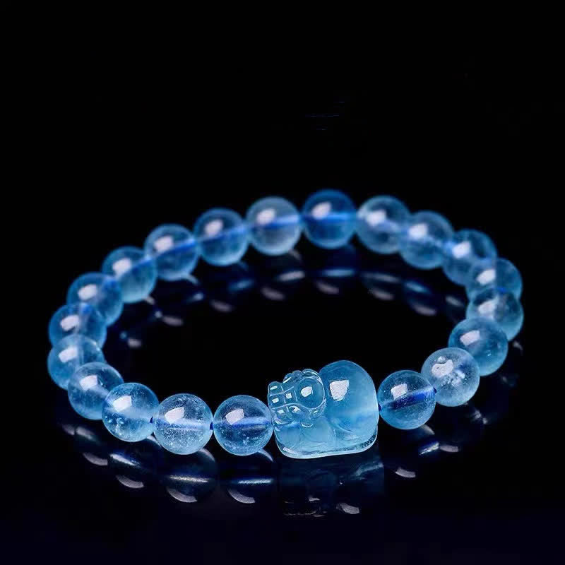 8 mm Aquamarin Pixiu Serenity Heilarmband