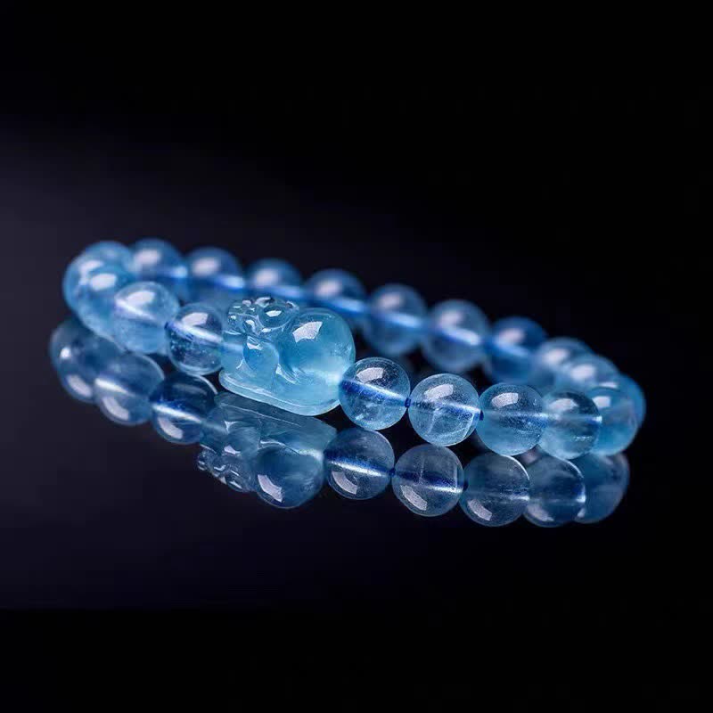 8 mm Aquamarin Pixiu Serenity Heilarmband