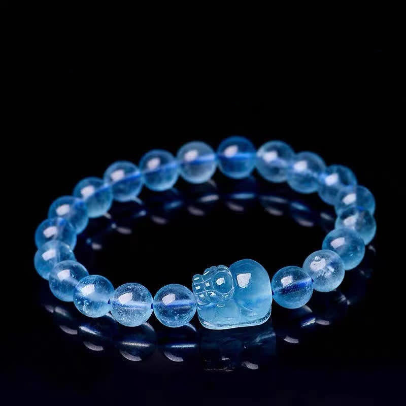 8 mm Aquamarin Pixiu Serenity Heilarmband