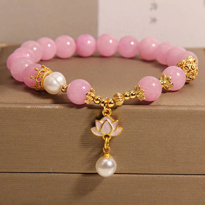 8 mm authentisches rosa Jadeperlen-Lotus-Charm-Armband