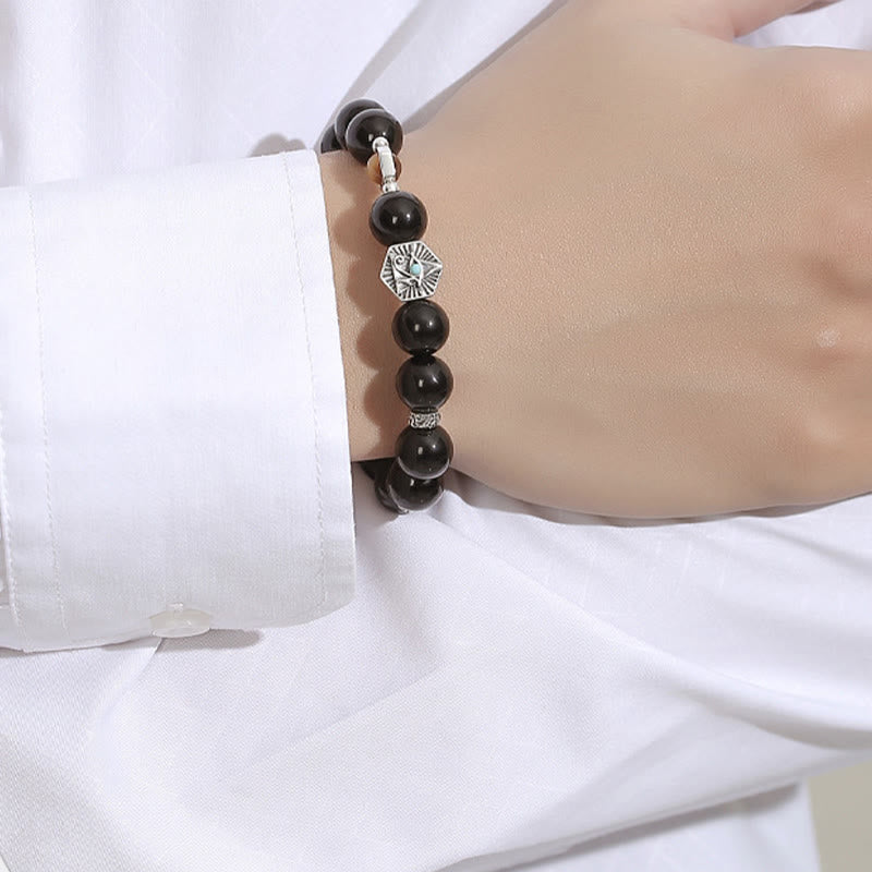 8 mm Reinigungsarmband aus schwarzem Obsidian und Tigerauge